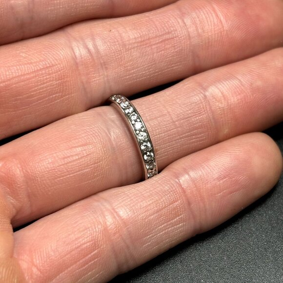 VTG Sterling Silver 925 Cubic Zirconia Pave Set Band 2.25mm Ring Size 6.5 - Picture 5 of 10